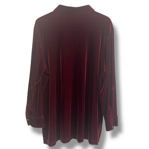 Working Classics Velvet Button‎ Shirt Size 22/24 Burgundy Fairy Glam Mature - Picture 3 of 8